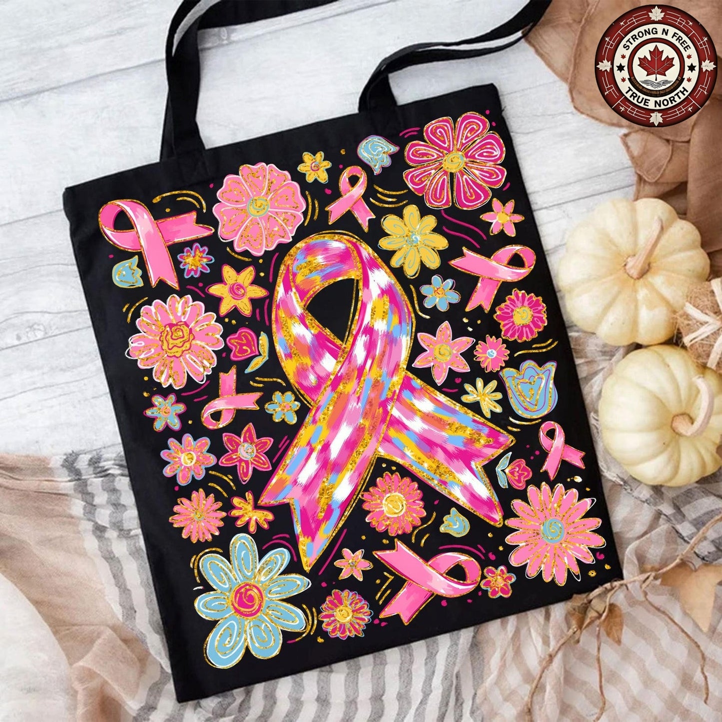 Boho Floral In October We Wear Pink ready-to-press DTF transfer photo 5