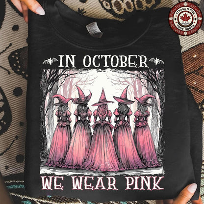 In October We Wear Pink Retro Witches ready-to-press DTF transfer photo 2