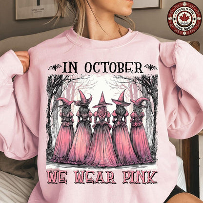 In October We Wear Pink Retro Witches ready-to-press DTF transfer photo 3