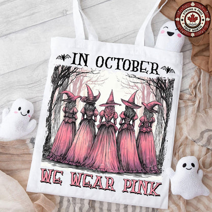 In October We Wear Pink Retro Witches ready-to-press DTF transfer photo 4