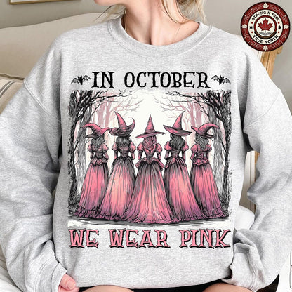 In October We Wear Pink Retro Witches ready-to-press DTF transfer photo 6