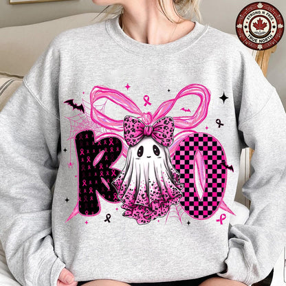 Breast Cancer Boo Ghost Coquette Bow ready-to-press DTF transfer photo 5