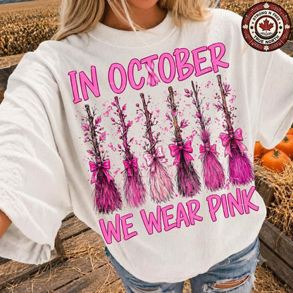 Spooky Season Pink Ribbon Witches ready-to-press DTF transfer photo 1