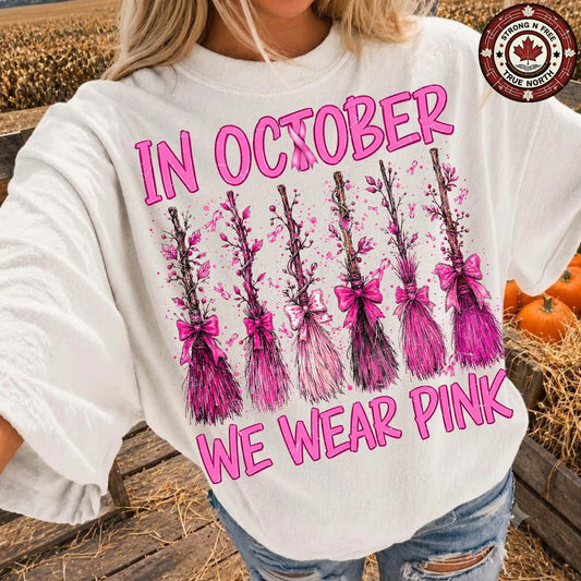 Spooky Season Pink Ribbon Witches ready-to-press DTF transfer photo 1