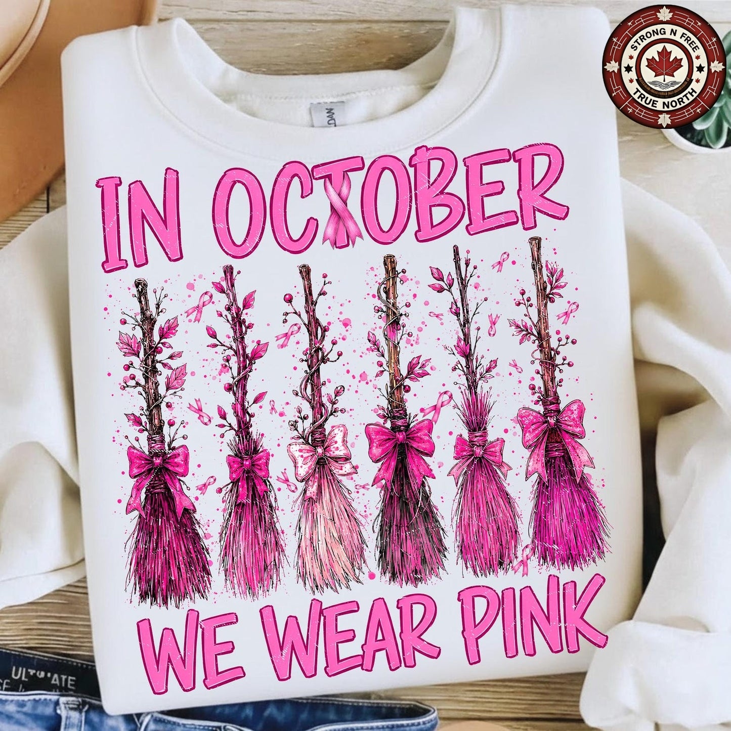 Spooky Season Pink Ribbon Witches ready-to-press DTF transfer photo 3