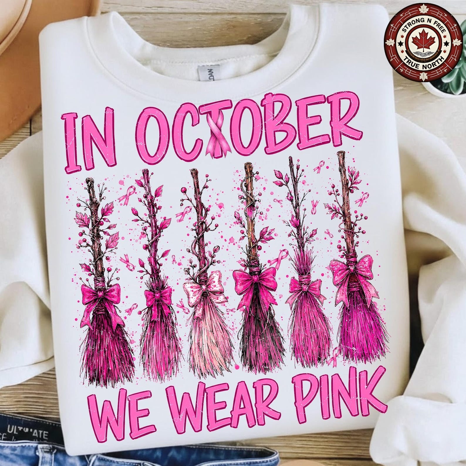 Spooky Season Pink Ribbon Witches ready-to-press DTF transfer photo 3