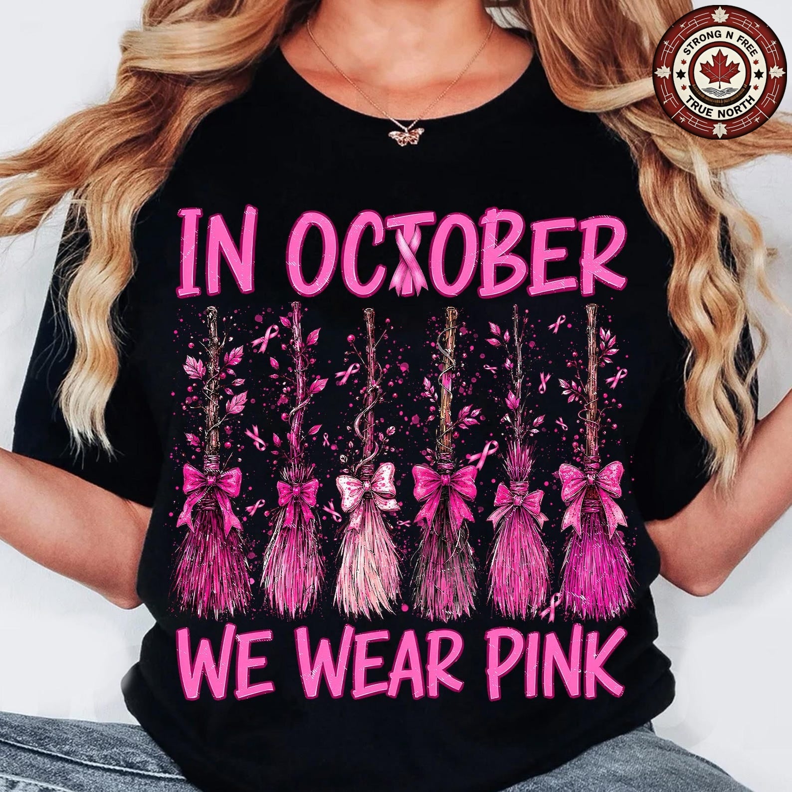 Spooky Season Pink Ribbon Witches ready-to-press DTF transfer photo 4