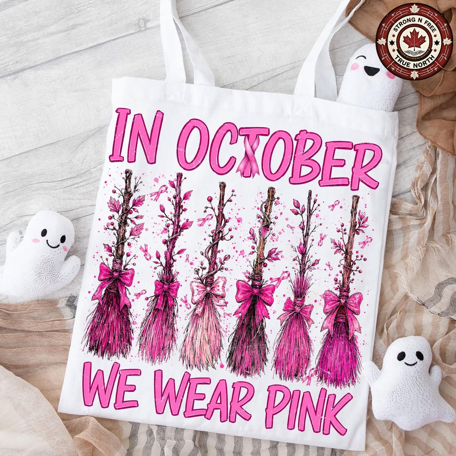 Spooky Season Pink Ribbon Witches ready-to-press DTF transfer photo 5