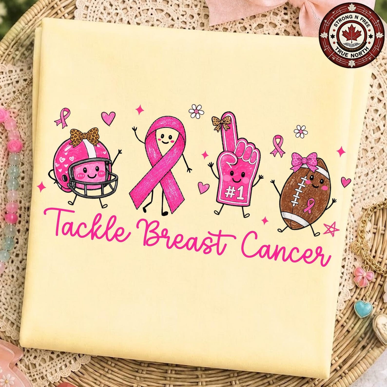 Tackle Breast Cancer Football Doodle ready-to-press DTF transfer photo 4