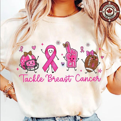 Tackle Breast Cancer Football Doodle ready-to-press DTF transfer photo 5