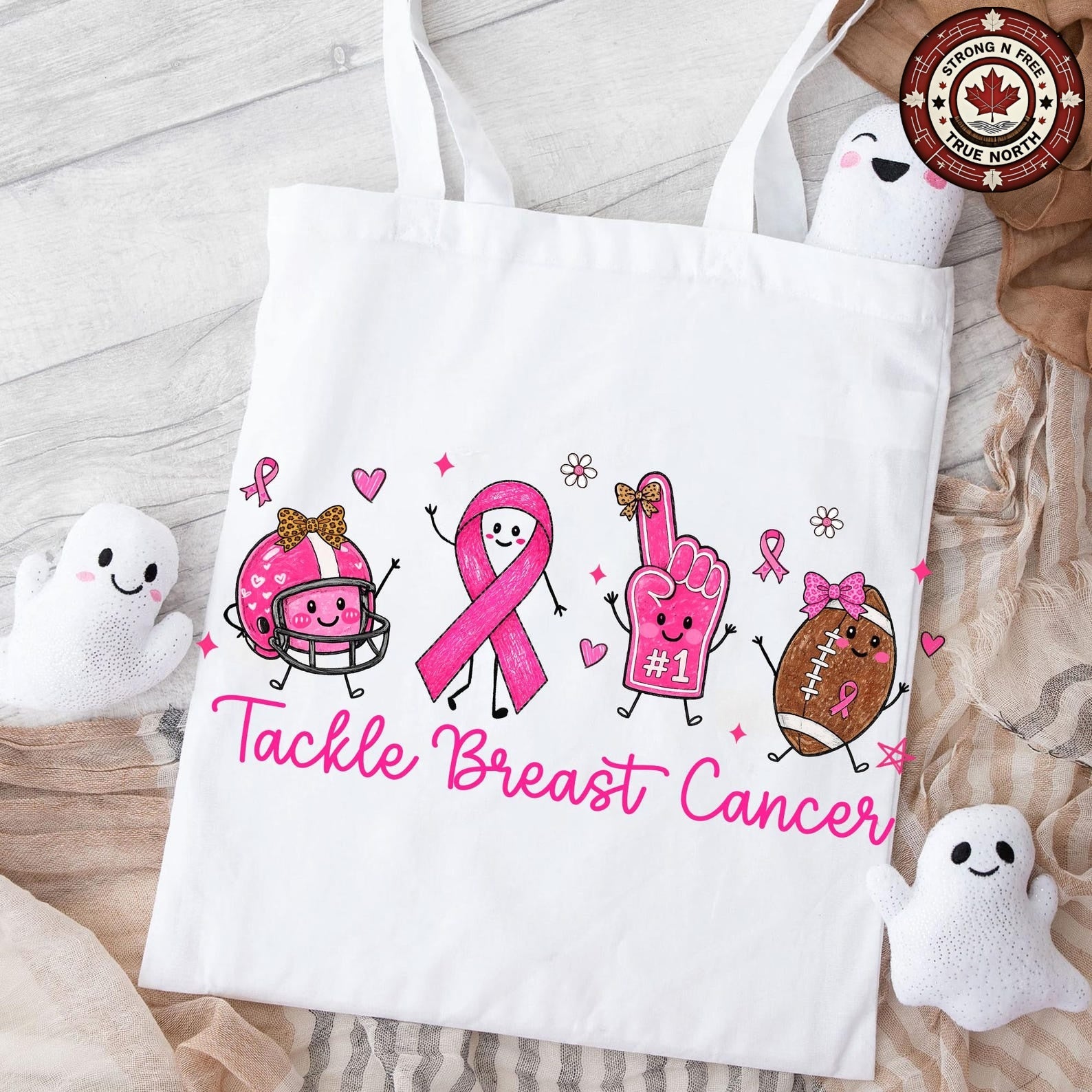 Tackle Breast Cancer Football Doodle ready-to-press DTF transfer photo 6