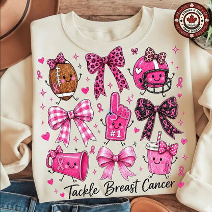 Cute Football Breast Cancer Awareness Doodle ready-to-press DTF transfer photo 1
