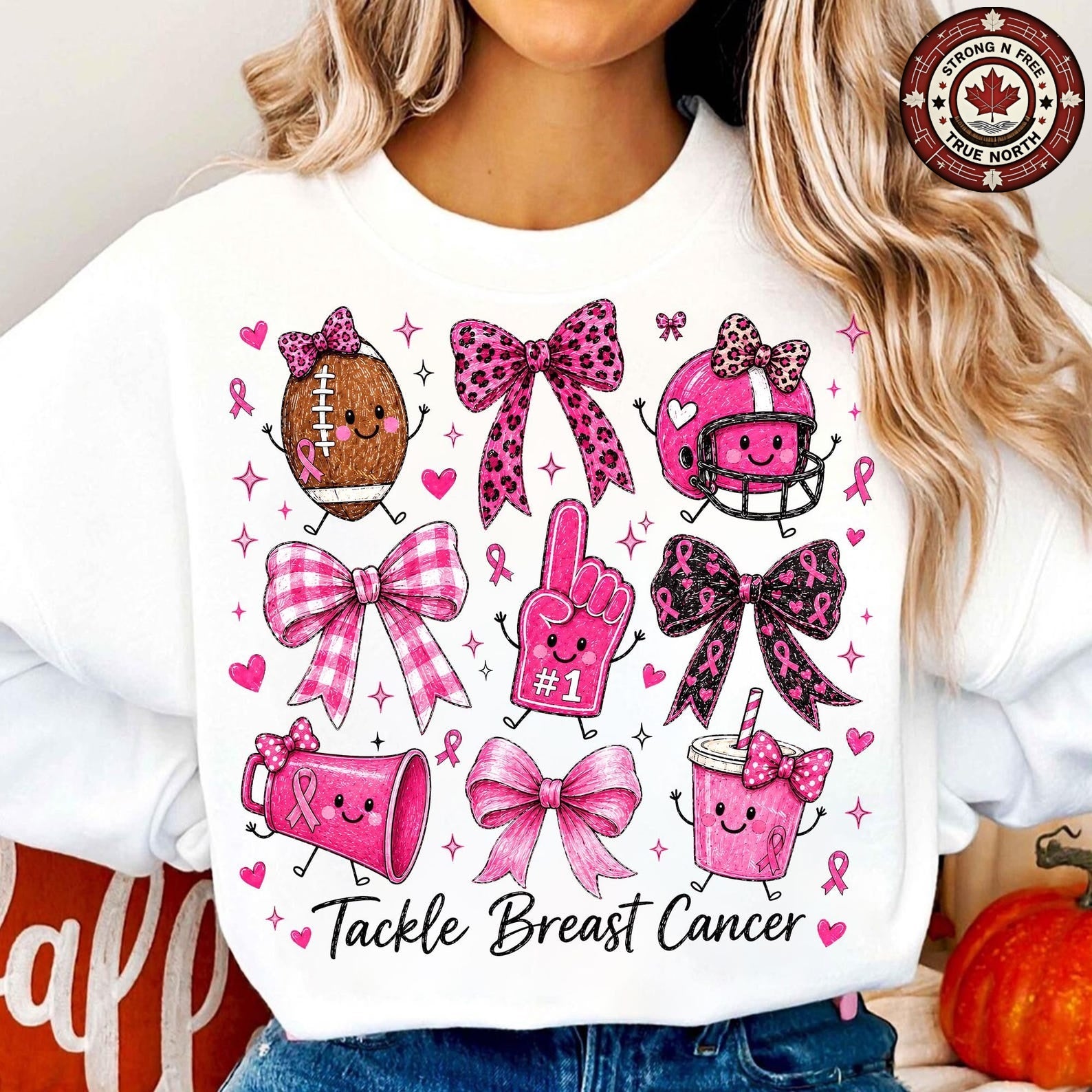 Cute Football Breast Cancer Awareness Doodle ready-to-press DTF transfer photo 2
