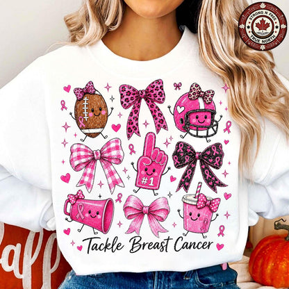 Cute Football Breast Cancer Awareness Doodle ready-to-press DTF transfer photo 2