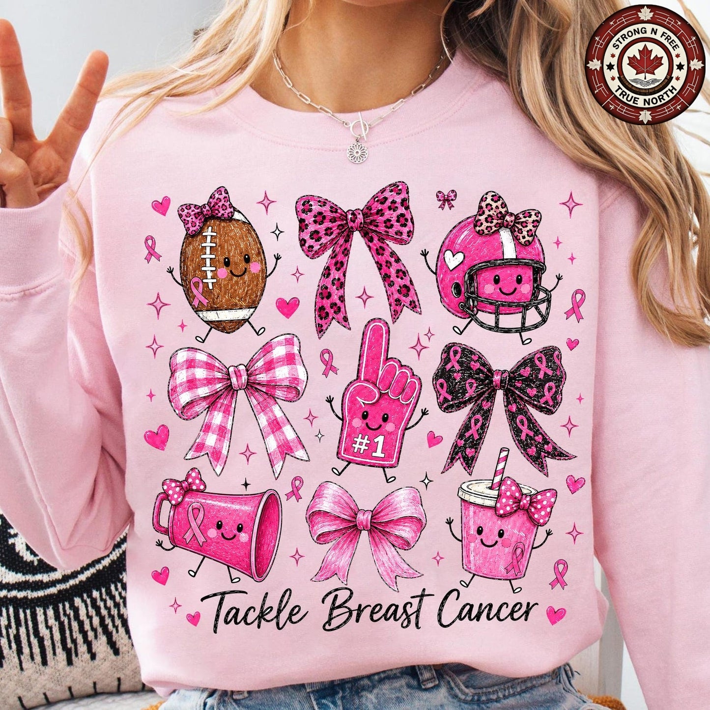 Cute Football Breast Cancer Awareness Doodle ready-to-press DTF transfer photo 4