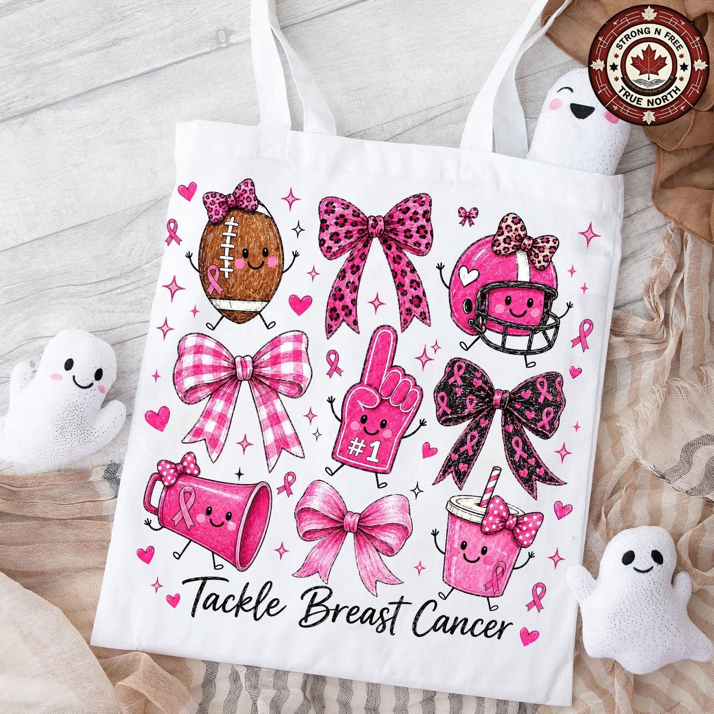 Cute Football Breast Cancer Awareness Doodle ready-to-press DTF transfer photo 5