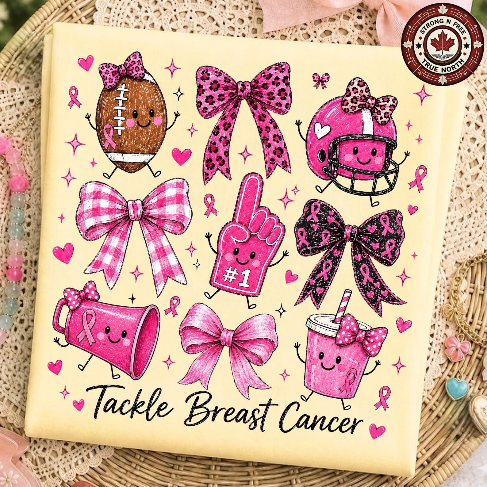 Cute Football Breast Cancer Awareness Doodle ready-to-press DTF transfer photo 6