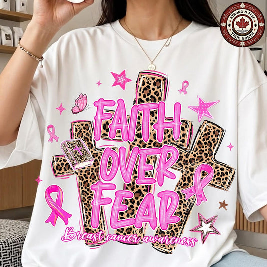 Faith Over Fear Breast Cancer Awareness ready-to-press DTF transfer photo 1