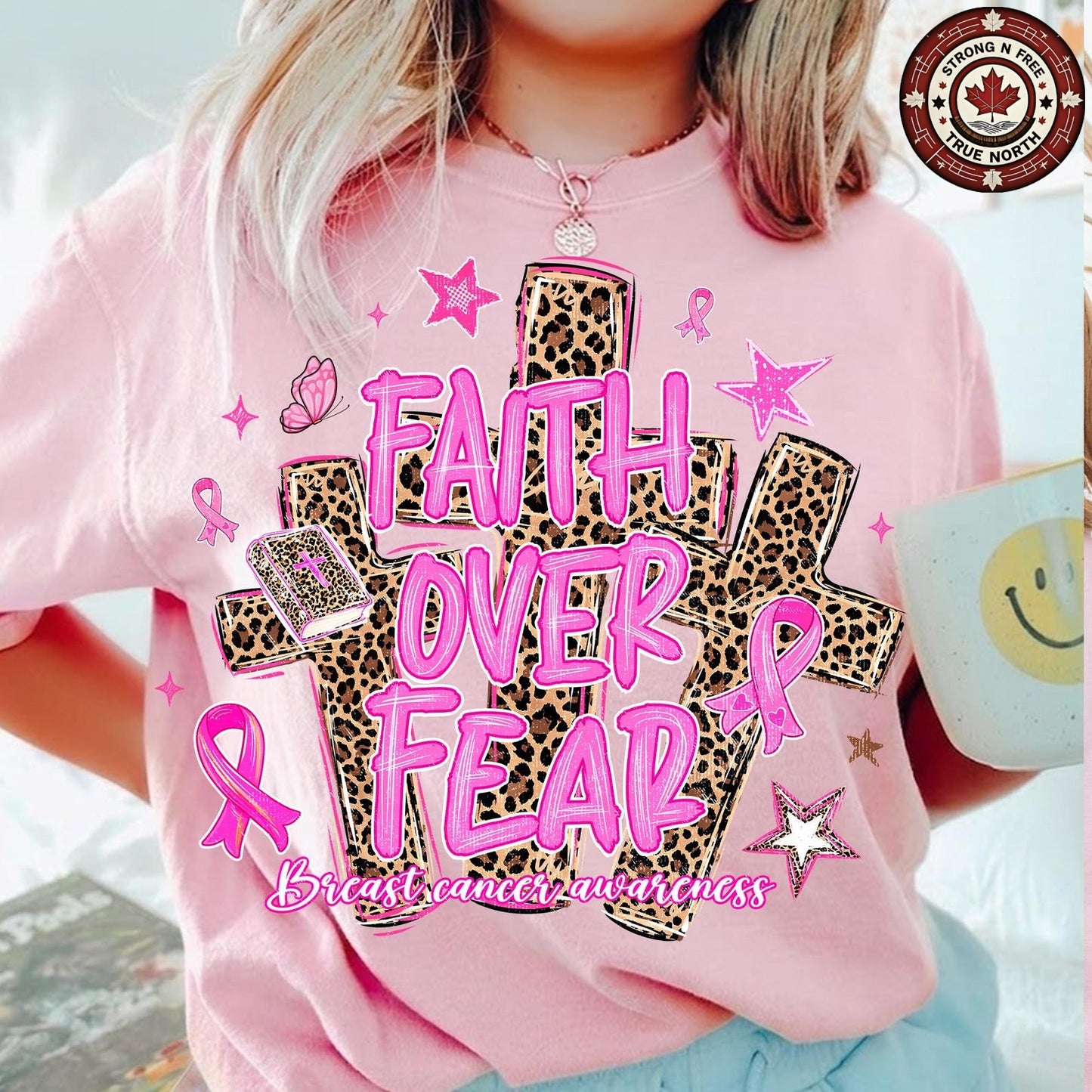 Faith Over Fear Breast Cancer Awareness ready-to-press DTF transfer photo 3