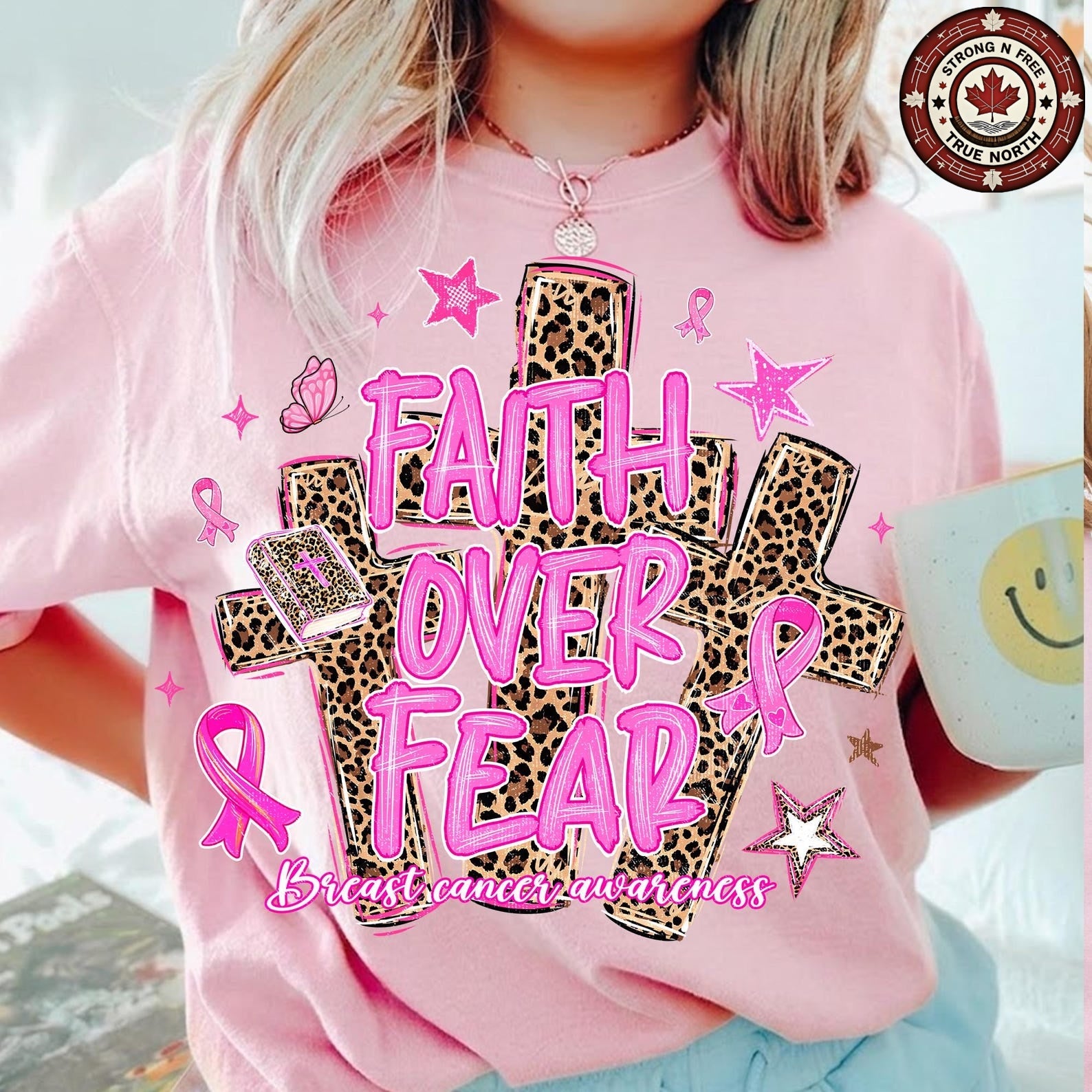 Faith Over Fear Breast Cancer Awareness ready-to-press DTF transfer photo 3