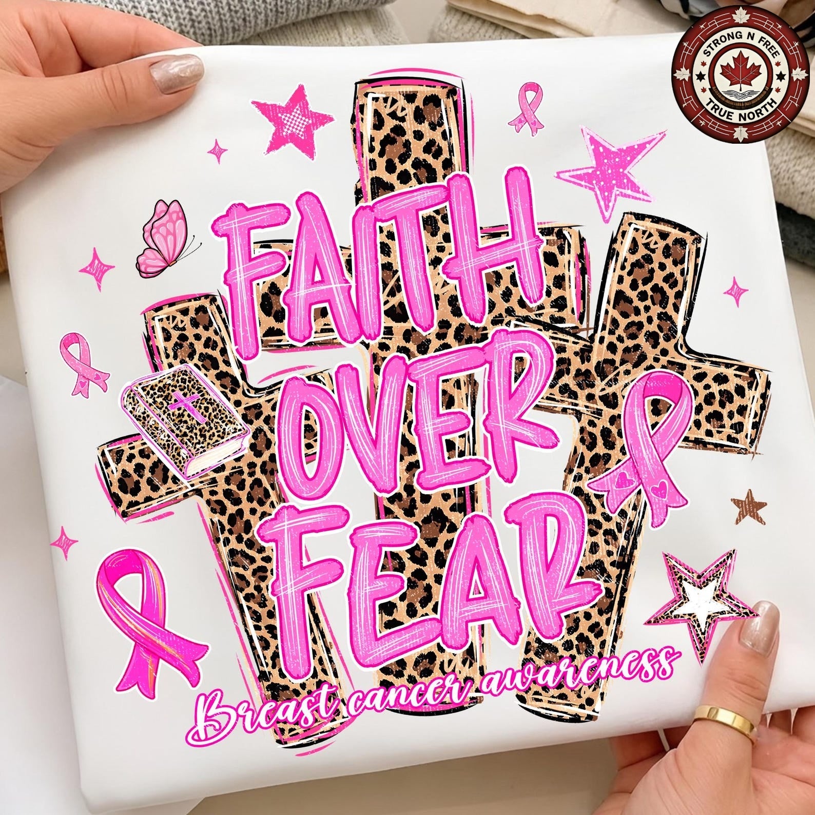 Faith Over Fear Breast Cancer Awareness ready-to-press DTF transfer photo 4