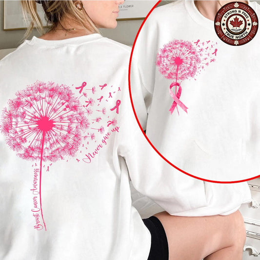 Dandelion Breast Cancer Awareness Never Give Up ready-to-press DTF transfer photo 1