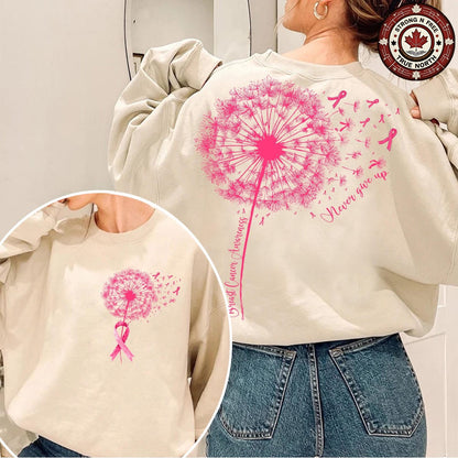 Dandelion Breast Cancer Awareness Never Give Up ready-to-press DTF transfer photo 3