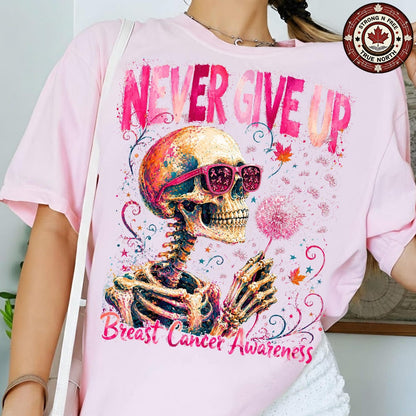 Never Give Up Breast Cancer Skull & Dandelion ready-to-press DTF transfer photo 2