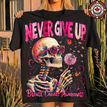 Never Give Up Breast Cancer Skull & Dandelion ready-to-press DTF transfer photo 5