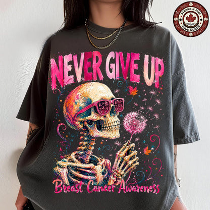 Never Give Up Breast Cancer Skull & Dandelion ready-to-press DTF transfer photo 6
