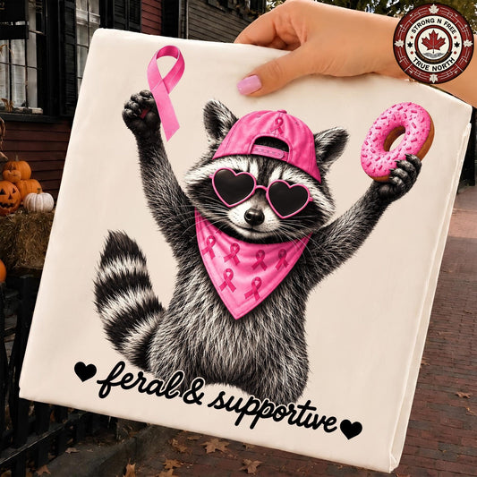 Funny Raccoon Breast Cancer Support Squad ready-to-press DTF transfer photo 1