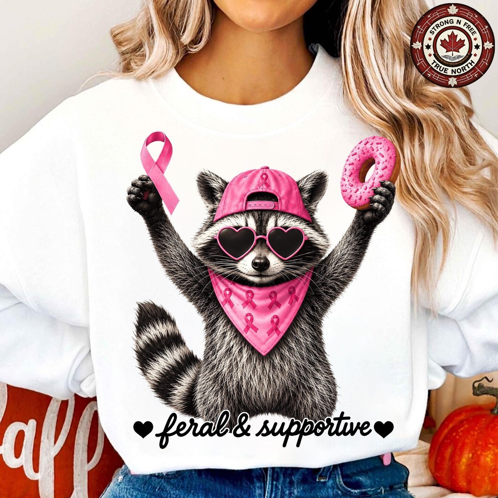 Funny Raccoon Breast Cancer Support Squad ready-to-press DTF transfer photo 2