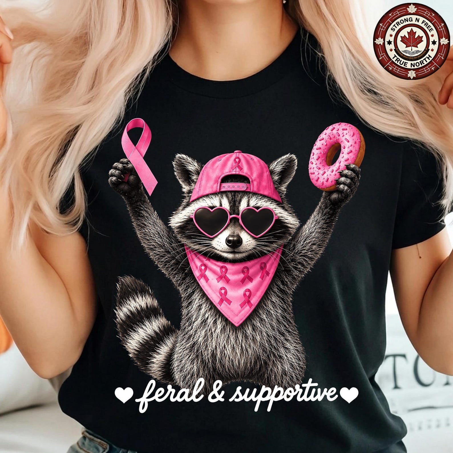 Funny Raccoon Breast Cancer Support Squad ready-to-press DTF transfer photo 3