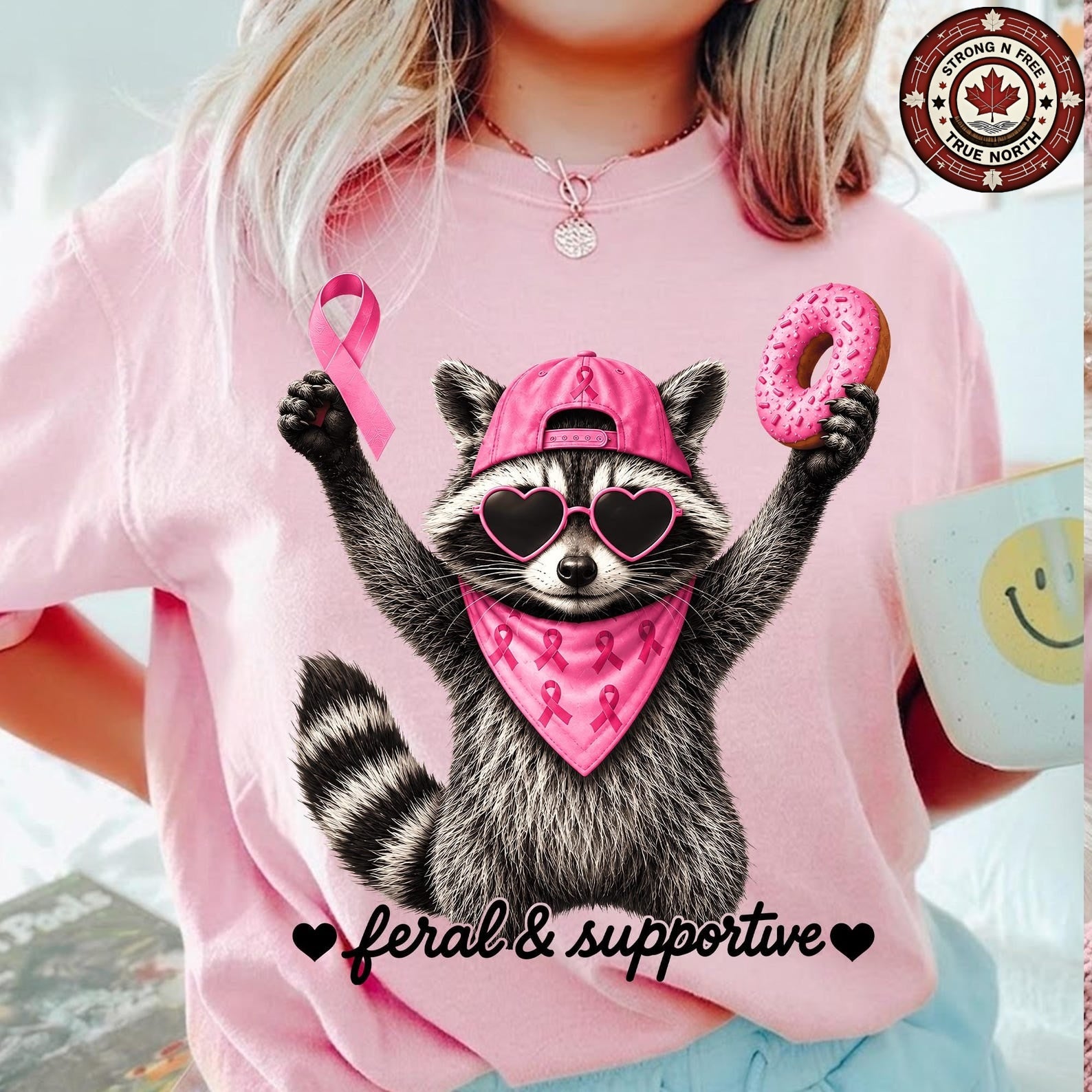 Funny Raccoon Breast Cancer Support Squad ready-to-press DTF transfer photo 4