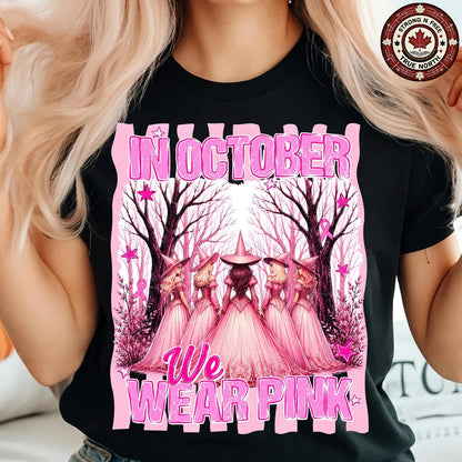 In October We Wear Pink Preppy Halloween Witch ready-to-press DTF transfer photo 1