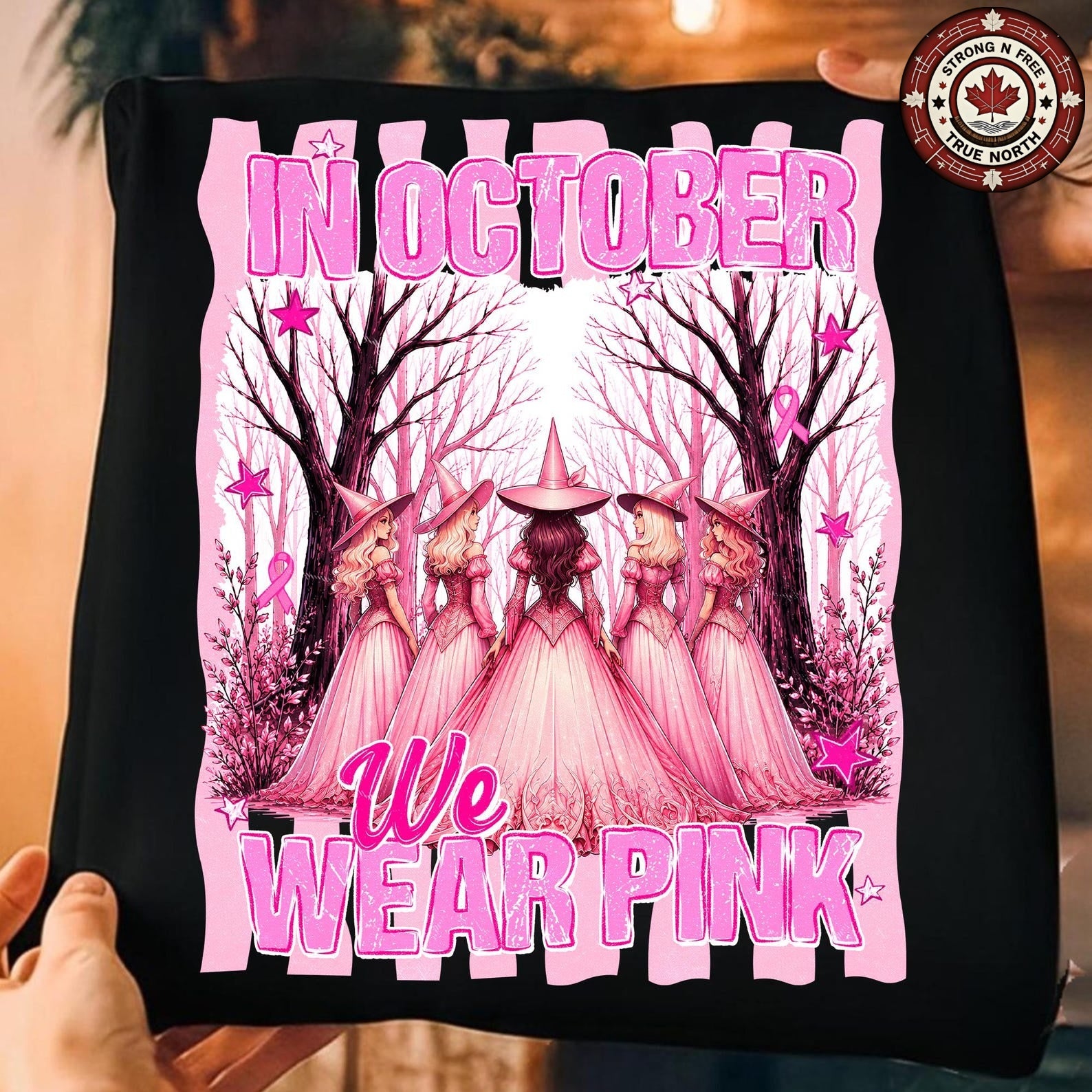 In October We Wear Pink Preppy Halloween Witch ready-to-press DTF transfer photo 3