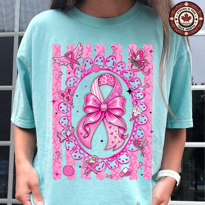 Preppy Pink Ribbon Breast Cancer Awareness ready-to-press DTF transfer photo 4