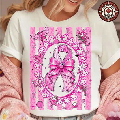 Preppy Pink Ribbon Breast Cancer Awareness ready-to-press DTF transfer photo 5