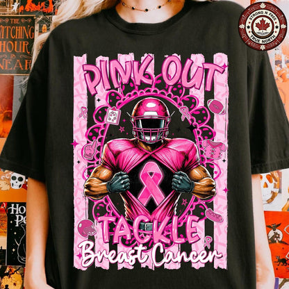 Tackle Breast Cancer Football Pink Out ready-to-press DTF transfer photo 3