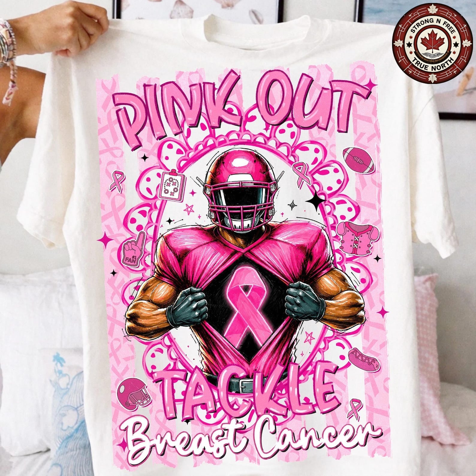 Tackle Breast Cancer Football Pink Out ready-to-press DTF transfer photo 4