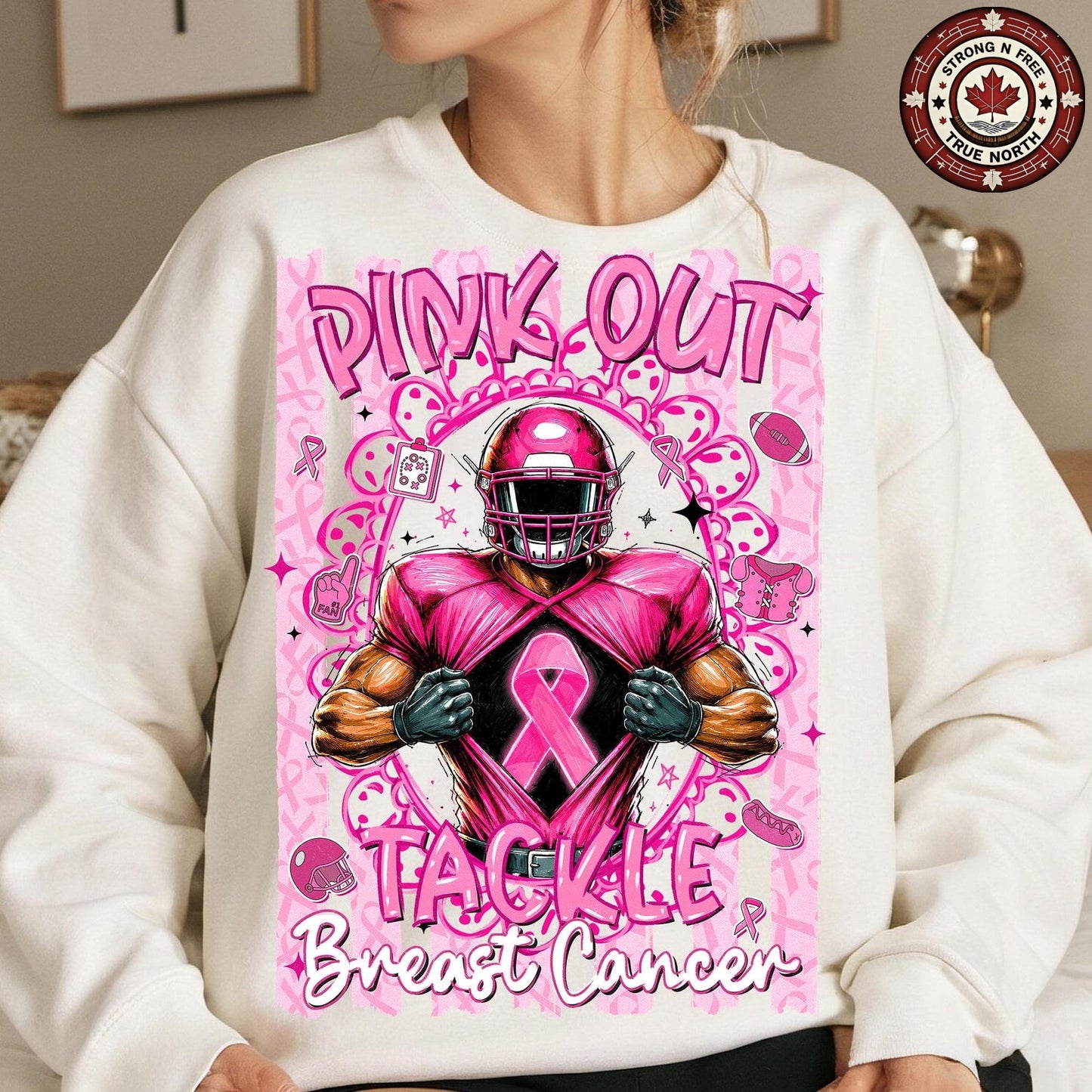 Tackle Breast Cancer Football Pink Out ready-to-press DTF transfer photo 5