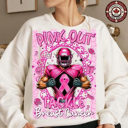 Tackle Breast Cancer Football Pink Out ready-to-press DTF transfer photo 5