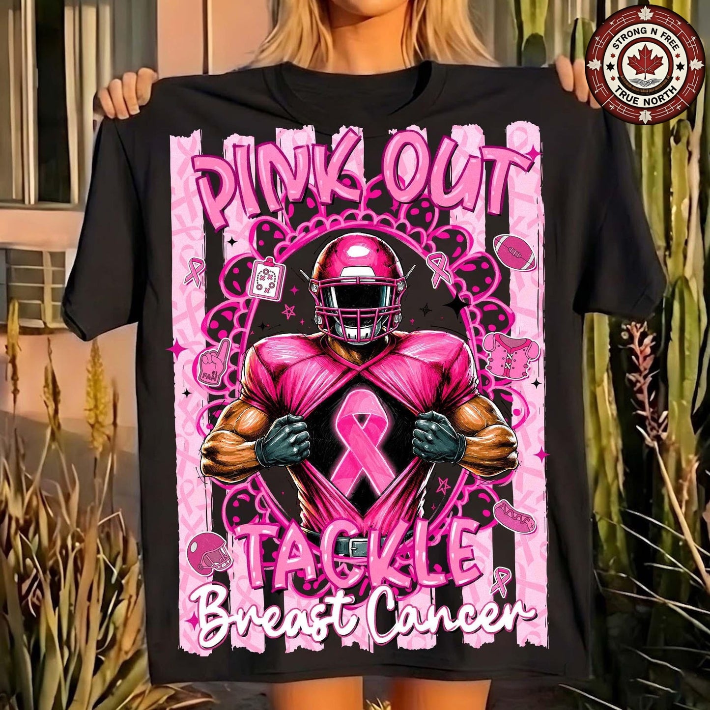Tackle Breast Cancer Football Pink Out ready-to-press DTF transfer photo 6