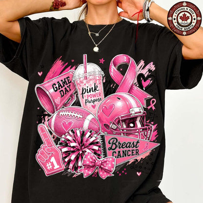 In October We Wear Pink Football Coquette Bow ready-to-press DTF transfer photo 2
