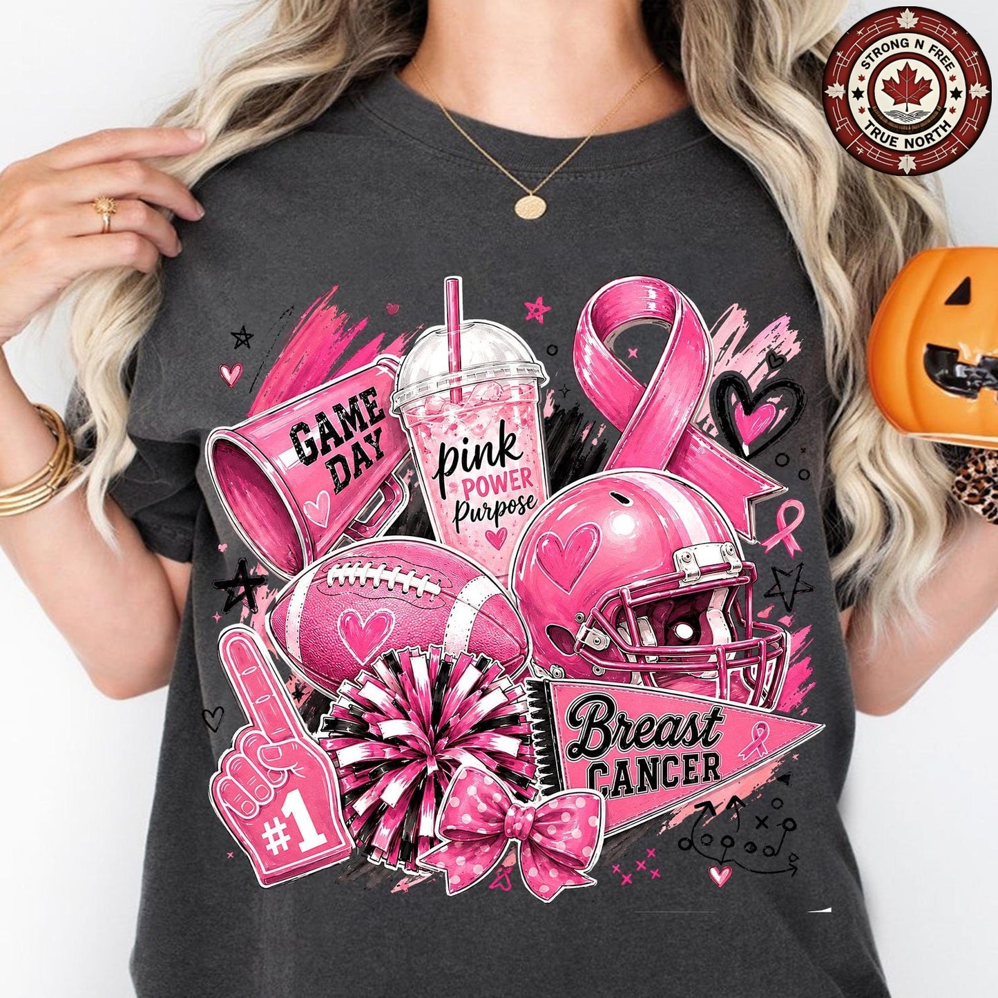 In October We Wear Pink Football Coquette Bow ready-to-press DTF transfer photo 5