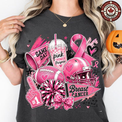In October We Wear Pink Football Coquette Bow ready-to-press DTF transfer photo 5