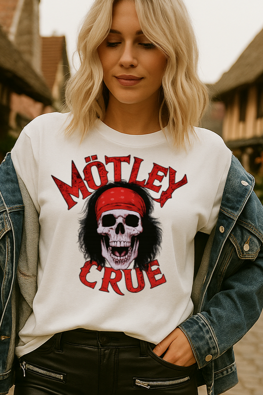 Crüe Red Bandana Skull DTF Transfer – Heavy Metal Heat