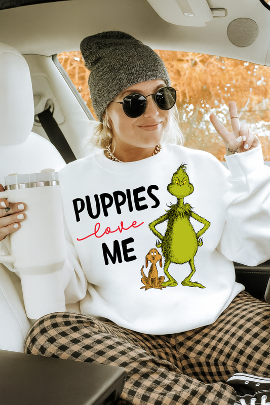 DTF Transfer Christmas – Puppies Love Me Grinchh & Max Sweatshirt