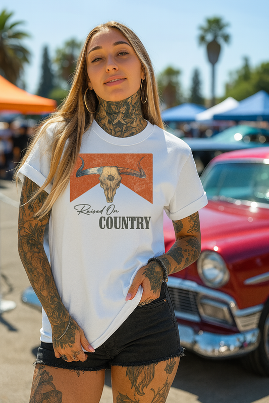 DTF Transfer Raised on Country – Vintage Longhorn Western