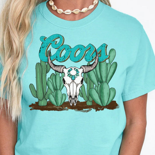 DTF Transfer Coors Cactus Western Skull